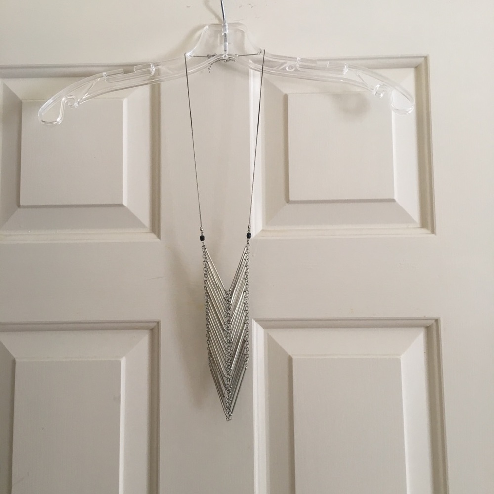 Long Boho Triangle Statement Silver Tone Necklace - image 2